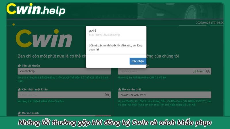 Đăng ký Cwin thành công 100% - Mẹo để có tài khoản Cwin Những lỗi thường gặp khi đăng ký Cwin và cách khắc phục